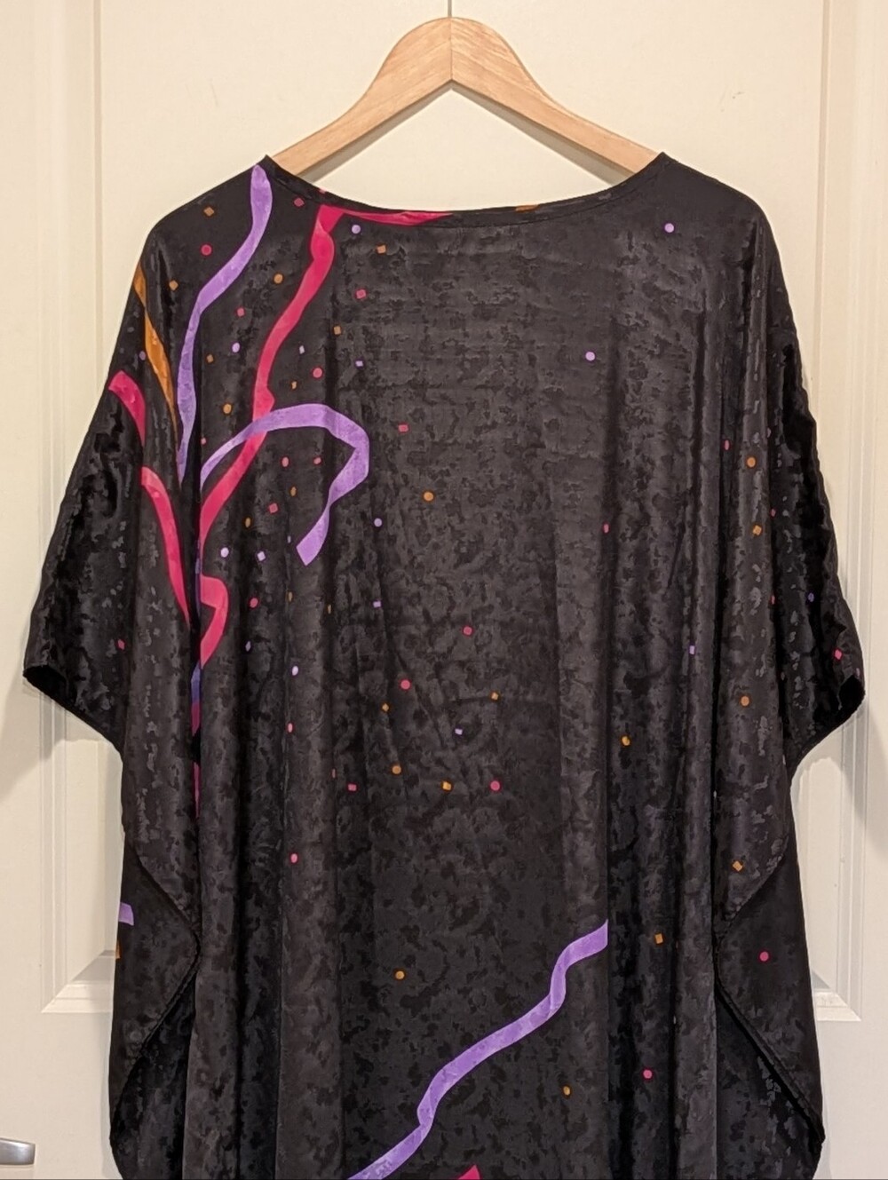 EUC La Chemise 2X/3X Vintage 80s Silky Black Kaftan Dress - Picture 2 of 6